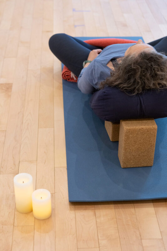 Restful Pose, Reclining Restorative Yoga in Watertown, MA at Artemis Yoga