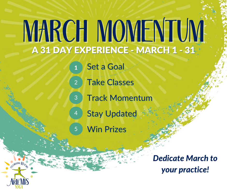 A graphic listing steps of how to participate in March Momentum