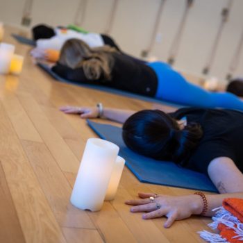 Restful Yoga, Restorative Yoga, Lying down with candlelight yoga