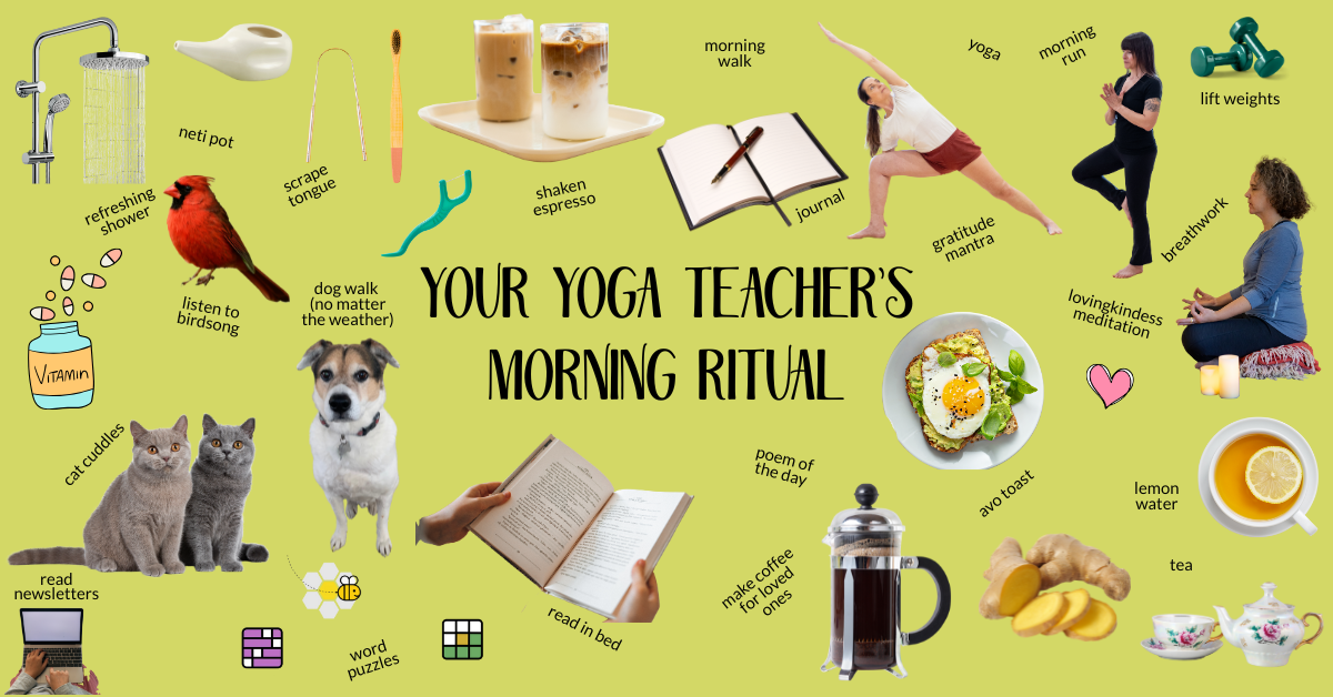 collage of images depicting morning rituals